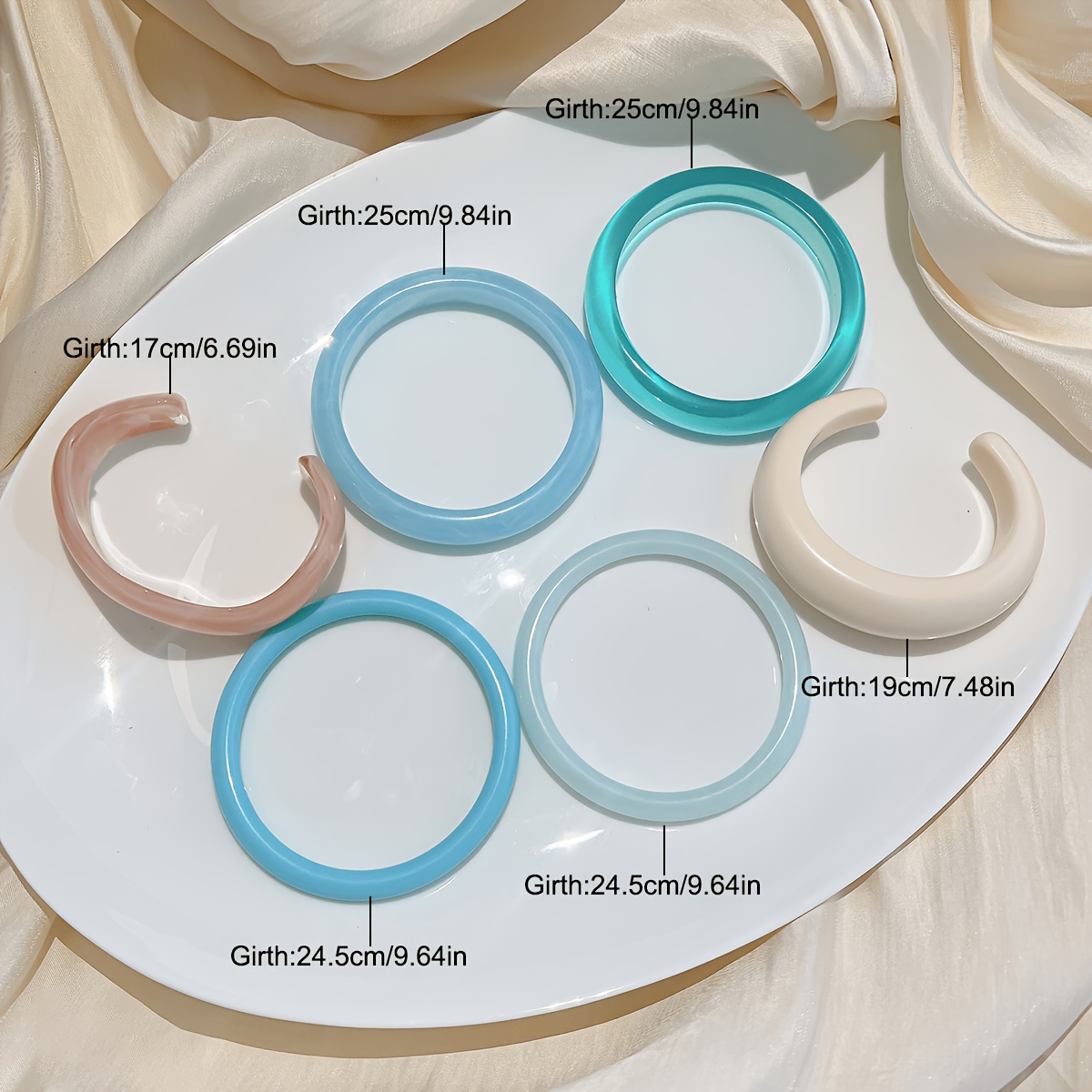 Chunky Transparent Geometric Cuff Bracelet Set, Stylish